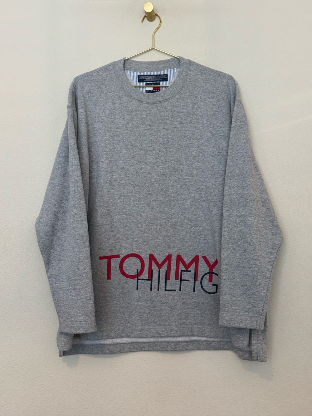 Tommy Hilfiger Grey Crewneck with Red & Navy Logo